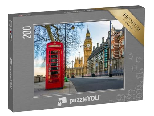 puzzleYOU: Puzzle 200 Teile „Telefonzelle und Big Ben, London, England“ – aus der Puzzle-Kollektion England von puzzleYOU