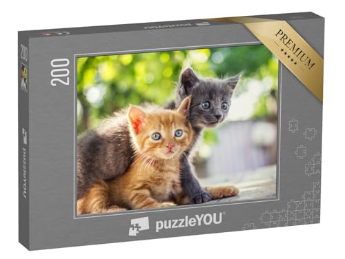 puzzleYOU: Puzzle 200 Teile „Zwei Bezaubernde Kätzchen Spielen“ – aus der Puzzle-Kollektion Katzen-Puzzles von puzzleYOU