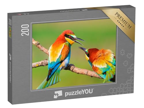 puzzleYOU: Puzzle 200 Teile „Zwei wunderschön Bunte Vögel auf einem AST“ – aus der Puzzle-Kollektion Vögel von puzzleYOU