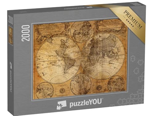 puzzleYOU: Puzzle 2000 Teile „Alte Weltkarte aus dem Jahr 1746, vergilbtes Papier“ – aus der Puzzle-Kollektion Vintage von puzzleYOU