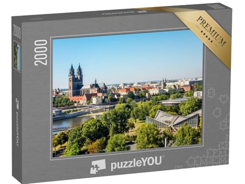 puzzleYOU: Puzzle 2000 Teile „Ansicht aus Magdeburg, Sachsen-Anhalt, Deutschland“ – aus der Puzzle-Kollektion Magdeburg von puzzleYOU