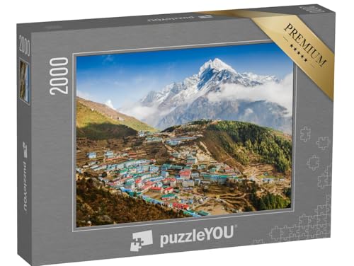 puzzleYOU: Puzzle 2000 Teile „Blick auf das Bergdorf Namche Bazar, Himalaya, Nepal“ – aus der Puzzle-Kollektion Nepal, Himalaya von puzzleYOU