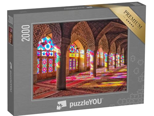 puzzleYOU: Puzzle 2000 Teile „Bunte Glasfenster der Nasir al-Mulk Moschee in Shiraz, Iran“ – aus der Puzzle-Kollektion Iran, Asien, Aus Aller Welt von puzzleYOU