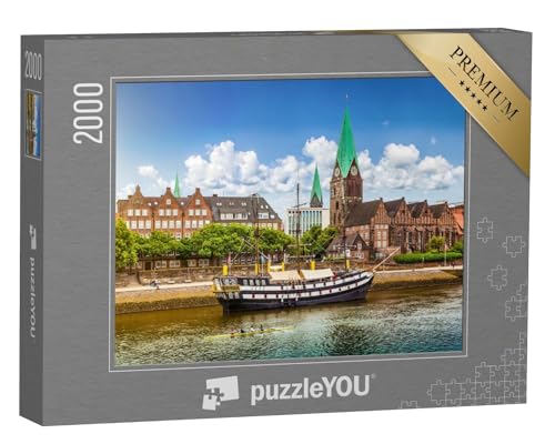 puzzleYOU: Puzzle 2000 Teile „Historische Stadt Bremen an der Weser, Deutschland“ – aus der Puzzle-Kollektion Bremen von puzzleYOU