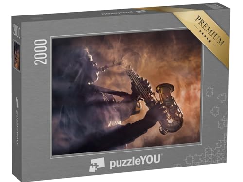 puzzleYOU: Puzzle 2000 Teile „Jazzmusiker mit seinem Saxofon“ – aus der Puzzle-Kollektion Musik, Menschen von puzzleYOU