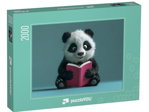 puzzleYOU: Puzzle 2000 Teile „Panda Paddy beim lesen“ von puzzleYOU