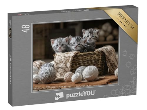 puzzleYOU: Puzzle 48 Teile „Gruppe von kleinen gestreiften Kätzchen mit Garnknäueln“ – aus der Puzzle-Kollektion Katzen-Puzzles puzzleYOU: Puzzle 48 Teile „Gruppe von kleinen gestreiften Kätzchen mit Garnknäueln“ – aus der Puzzle-Kollektion Katzen-Puzzles von puzzleYOU