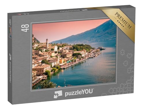 puzzleYOU: Puzzle 48 Teile „Limone sul Garda, eine kleine Stadt am Gardasee, Italien“ – aus der Puzzle-Kollektion Gardasee von puzzleYOU