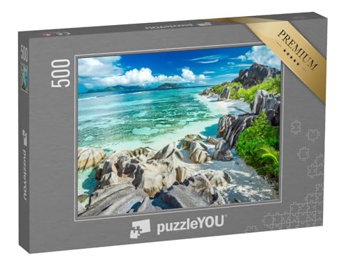 puzzleYOU: Puzzle 500 Teile „ANSE Source D'Argent - Der schönste Strand der Seychellen“ – aus der Puzzle-Kollektion Seychellen von puzzleYOU