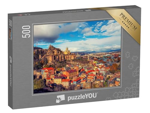 puzzleYOU: Puzzle 500 Teile „Blick über Tiflis im Sonnenuntergang, Georgien“ – aus der Puzzle-Kollektion Weitere Europa-Motive von puzzleYOU