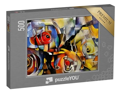 puzzleYOU: Puzzle 500 Teile „Blumenstrauß im Stil von Picasso und Kandinsky“ – aus der Puzzle-Kollektion Künstler von puzzleYOU