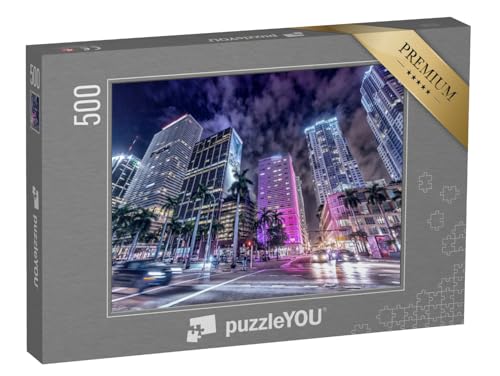 puzzleYOU: Puzzle 500 Teile „Downtown Miami bei Nacht“ – aus der Puzzle-Kollektion Miami von puzzleYOU