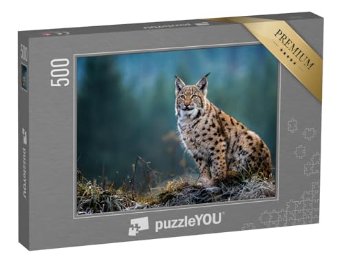 puzzleYOU: Puzzle 500 Teile „Eurasischer Luchs“ – aus der Puzzle-Kollektion Luchse, Tiere in Wald & Gebirge von puzzleYOU