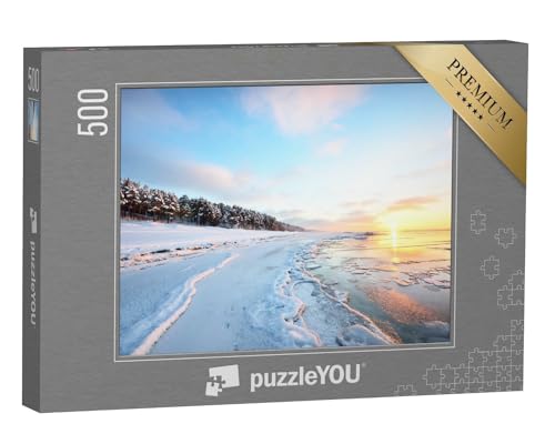 puzzleYOU: Puzzle 500 Teile „Gefrorene Ostsee bei Sonnenuntergang, Lettland“ – aus der Puzzle-Kollektion Lettland von puzzleYOU