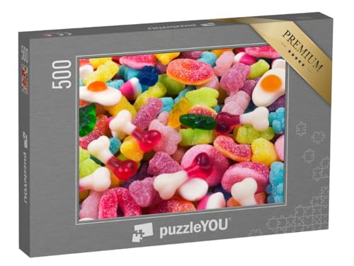 puzzleYOU: Puzzle 500 Teile „Gelbe und Rosa Gummibären, saure Ringe“ puzzleYOU: Puzzle 500 Teile „Gelbe und Rosa Gummibären, saure Ringe“ von puzzleYOU