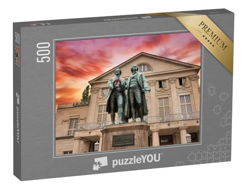 puzzleYOU: Puzzle 500 Teile „Goethe-Schiller-Denkmal in Weimar, Thüringen, Deutschland“ – aus der Puzzle-Kollektion Weimar, Thüringen, Regionale Puzzles Deutschland von puzzleYOU