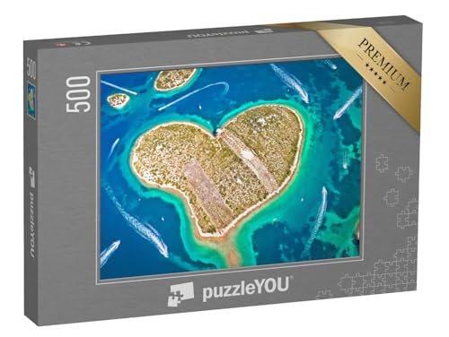 puzzleYOU: Puzzle 500 Teile „Herzförmige Insel Galesnjak im Archipel von Zadar, Kroatien“ – aus der Puzzle-Kollektion Inseln, Insel & Meer von puzzleYOU