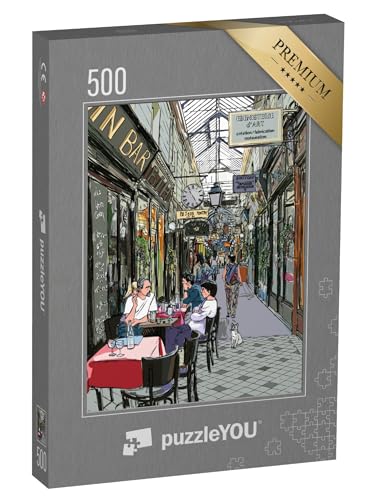 puzzleYOU: Puzzle 500 Teile „Illustration: Eine Passage in Paris“ – aus der Puzzle-Kollektion Illustrationen von puzzleYOU