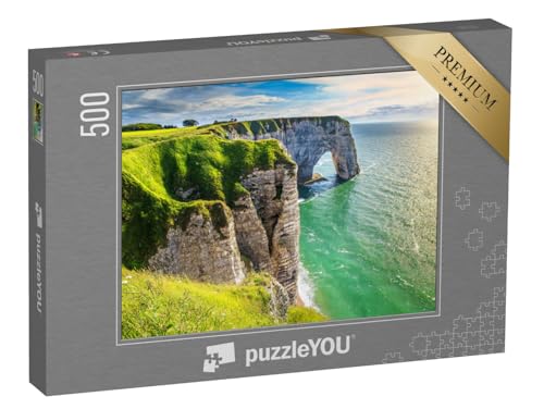 puzzleYOU: Puzzle 500 Teile „Klippen von Etretat an der Küste, Normandie, Frankreich“ – aus der Puzzle-Kollektion Frankreich von puzzleYOU