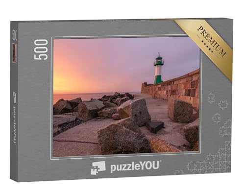 puzzleYOU: Puzzle 500 Teile „Leuchtturm Sassnitz bei Sonnenuntergang“ – aus der Puzzle-Kollektion Deutschland von puzzleYOU