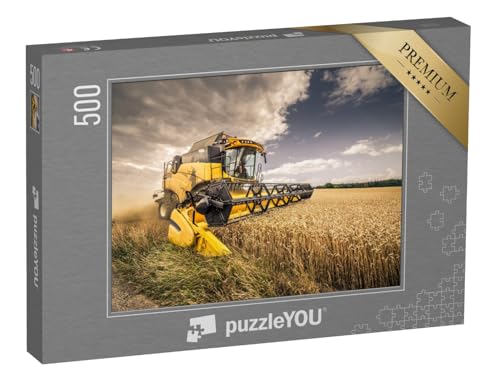 puzzleYOU: Puzzle 500 Teile „Mähdrescher bei der Weizenernte“ – aus der Puzzle-Kollektion Landwirtschaft von puzzleYOU