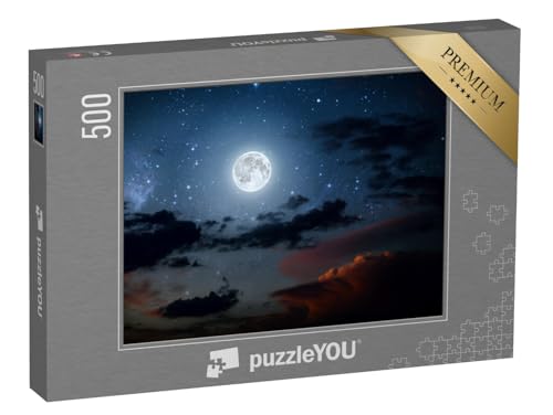 puzzleYOU: Puzzle 500 Teile „Nachthimmel mit Sternen, Mond und Wolken“ – aus der Puzzle-Kollektion Mond, Astronomie von puzzleYOU