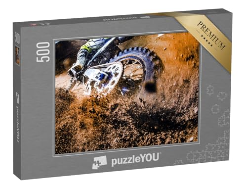 puzzleYOU: Puzzle 500 Teile „Nahaufnahme eines Motocross-Rads“ – aus der Puzzle-Kollektion Sport, Menschen, Fahrzeuge von puzzleYOU