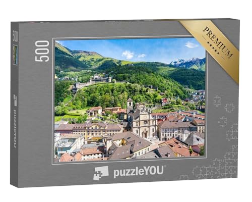 puzzleYOU: Puzzle 500 Teile „Panoramablick auf die Altstadt von Bellinzona im Tessin, Schweiz“ – aus der Puzzle-Kollektion Schweiz von puzzleYOU