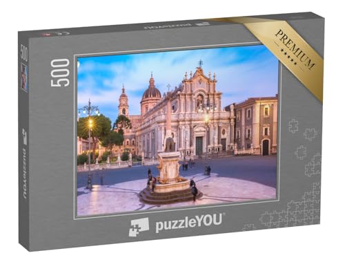 puzzleYOU: Puzzle 500 Teile „Piazza Duomo am Abend, Catania, Sizilien, Italien“ – aus der Puzzle-Kollektion Italien, Sizilien von puzzleYOU