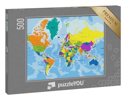 puzzleYOU: Puzzle 500 Teile „Politische Weltkarte“ von puzzleYOU