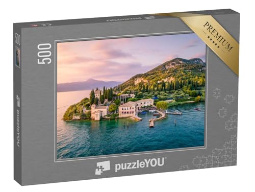 puzzleYOU: Puzzle 500 Teile „Punta San Vigilio am Gardasee, Italien“ – aus der Puzzle-Kollektion Gardasee, Große Seen von puzzleYOU