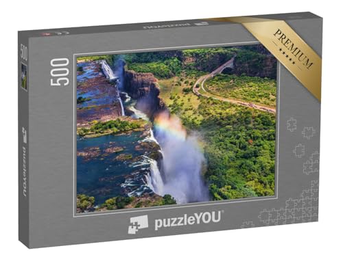 puzzleYOU: Puzzle 500 Teile „Regenbogen an den Victoria Falls in Simbabwe“ – aus der Puzzle-Kollektion Kanada, Wasserfälle von puzzleYOU