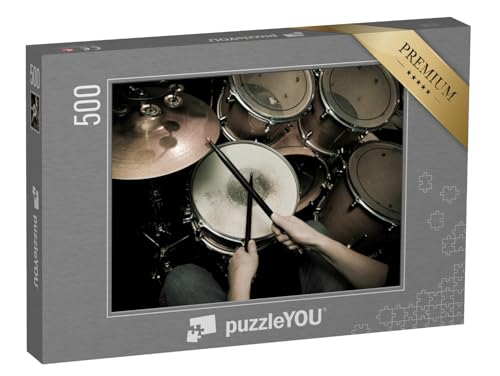 puzzleYOU: Puzzle 500 Teile „Schlagzeuger in Aktion, Nahaufnahme“ – aus der Puzzle-Kollektion Musik, Menschen von puzzleYOU