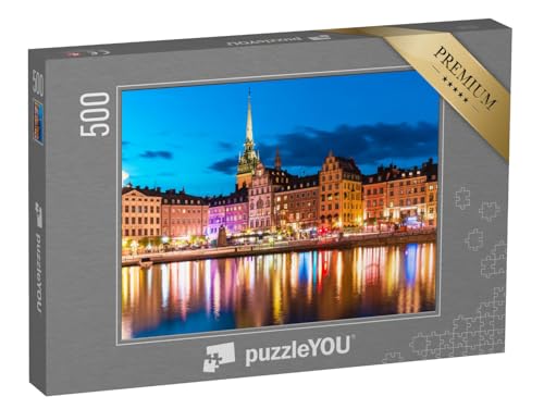 puzzleYOU: Puzzle 500 Teile „Sommernachtspanorama der Altstadt von Stockholm, Schweden“ – aus der Puzzle-Kollektion Stockholm von puzzleYOU