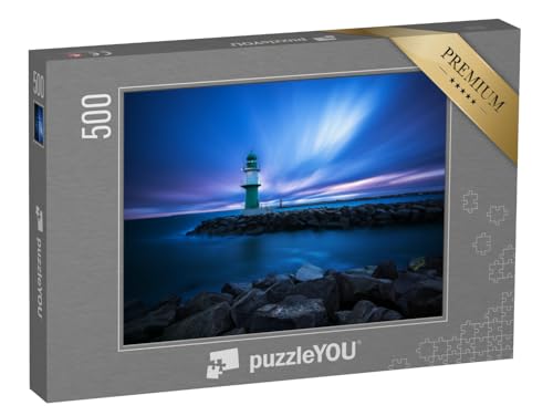 puzzleYOU: Puzzle 500 Teile „Sonnenaufgang am Leuchtturm in Rostock“ – aus der Puzzle-Kollektion Mecklenburg-Vorpommern von puzzleYOU