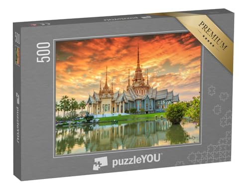 puzzleYOU: Puzzle 500 Teile „Sonnenuntergang am Tempel Wat Thai, Thailand“ – aus der Puzzle-Kollektion Thailand, Aus Aller Welt von puzzleYOU