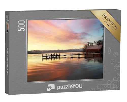 puzzleYOU: Puzzle 500 Teile „Steg und Bootshaus am Starnberger See“ – aus der Puzzle-Kollektion Landschaft von puzzleYOU