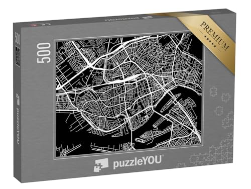 puzzleYOU: Puzzle 500 Teile „Urbaner Vektor-Stadtplan von Rotterdam, Niederlande“ – aus der Puzzle-Kollektion Rotterdam von puzzleYOU