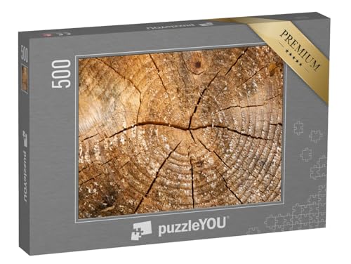 puzzleYOU: Puzzle 500 Teile „Verwittertes Holz mit Jahresringen“ – aus der Puzzle-Kollektion Bäume, Wald & Bäume von puzzleYOU