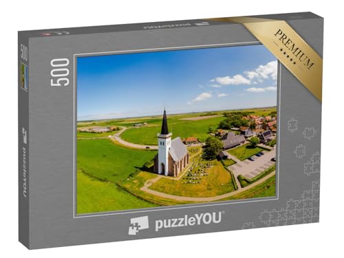 puzzleYOU: Puzzle 500 Teile „Weiße Kirche in Den Hoorn auf Texel in den Niederlanden“ – aus der Puzzle-Kollektion Texel von puzzleYOU