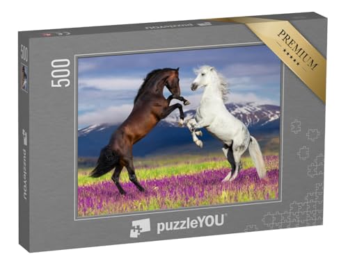 puzzleYOU: Puzzle 500 Teile „Wilde Schönheit: Zwei tanzende Pferde“ – aus der Puzzle-Kollektion Tiere von puzzleYOU