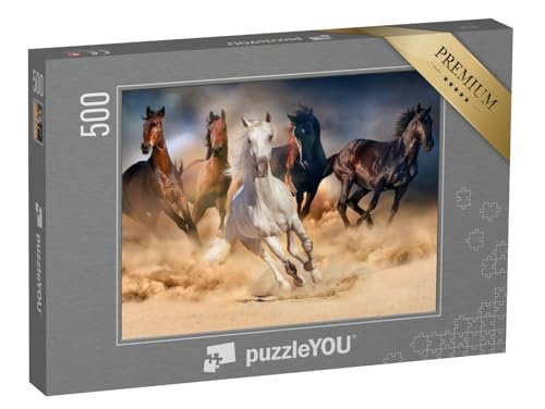 puzzleYOU: Puzzle 500 Teile „Wilde Schönheiten: Kraftvolle Pferde im Galopp“ – aus der Puzzle-Kollektion Tiere von puzzleYOU