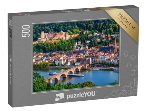 puzzleYOU: Puzzle 500 Teile „Wunderschöner Blick auf Heidelberg am Neckar“ – aus der Puzzle-Kollektion Brücken, Flüsse & Seen, Brücken & Brunnen von puzzleYOU