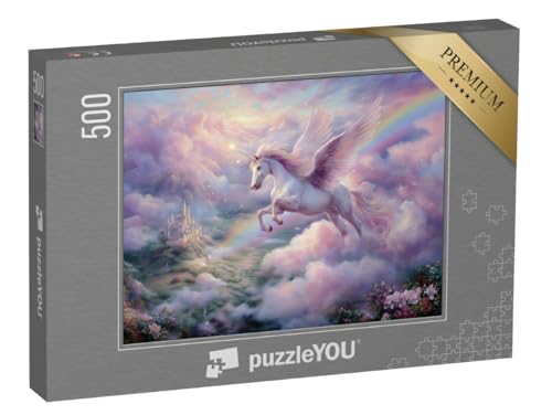 puzzleYOU: Puzzle 500 Teile „Zauberhaftes rosa Einhorn fliegt über das Schloss“ puzzleYOU: Puzzle 500 Teile „Zauberhaftes rosa Einhorn fliegt über das Schloss“ von puzzleYOU