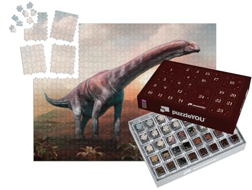 puzzleYOU: Puzzle-Adventskalender | „Argentinosaurus, 3D Illustration“ – aus der Puzzle-Kollektion Dinosaurier, Tiere aus Fantasy & Urzeit von puzzleYOU