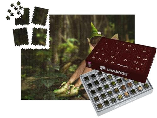 puzzleYOU: Puzzle-Adventskalender | „Dschungel-Szene mit Fee, 3D-Grafik“ – aus der Puzzle-Kollektion Fantasy von puzzleYOU