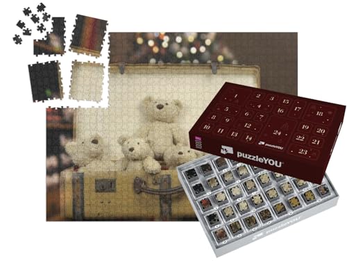 puzzleYOU: Puzzle-Adventskalender | „EIN Vintage-Koffer voller Teddybären“ – aus der Puzzle-Kollektion Nostalgie von puzzleYOU