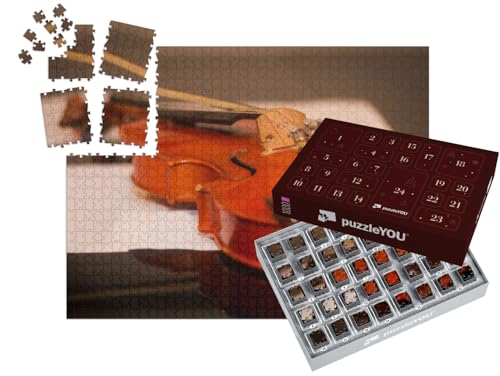 puzzleYOU: Puzzle-Adventskalender | „Geige und Fiedelstock auf dem Klavier“ – aus der Puzzle-Kollektion Musik, Menschen von puzzleYOU