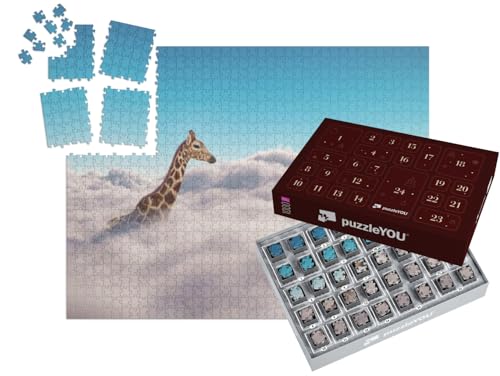 puzzleYOU: Puzzle-Adventskalender | „Giraffe über den Wolken Dies ist eine 3D-Abbildung“ von puzzleYOU