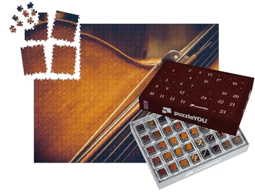 puzzleYOU: Puzzle-Adventskalender | „Nahaufnahme: Kontrabass und Bogen“ – aus der Puzzle-Kollektion Musik, Menschen von puzzleYOU